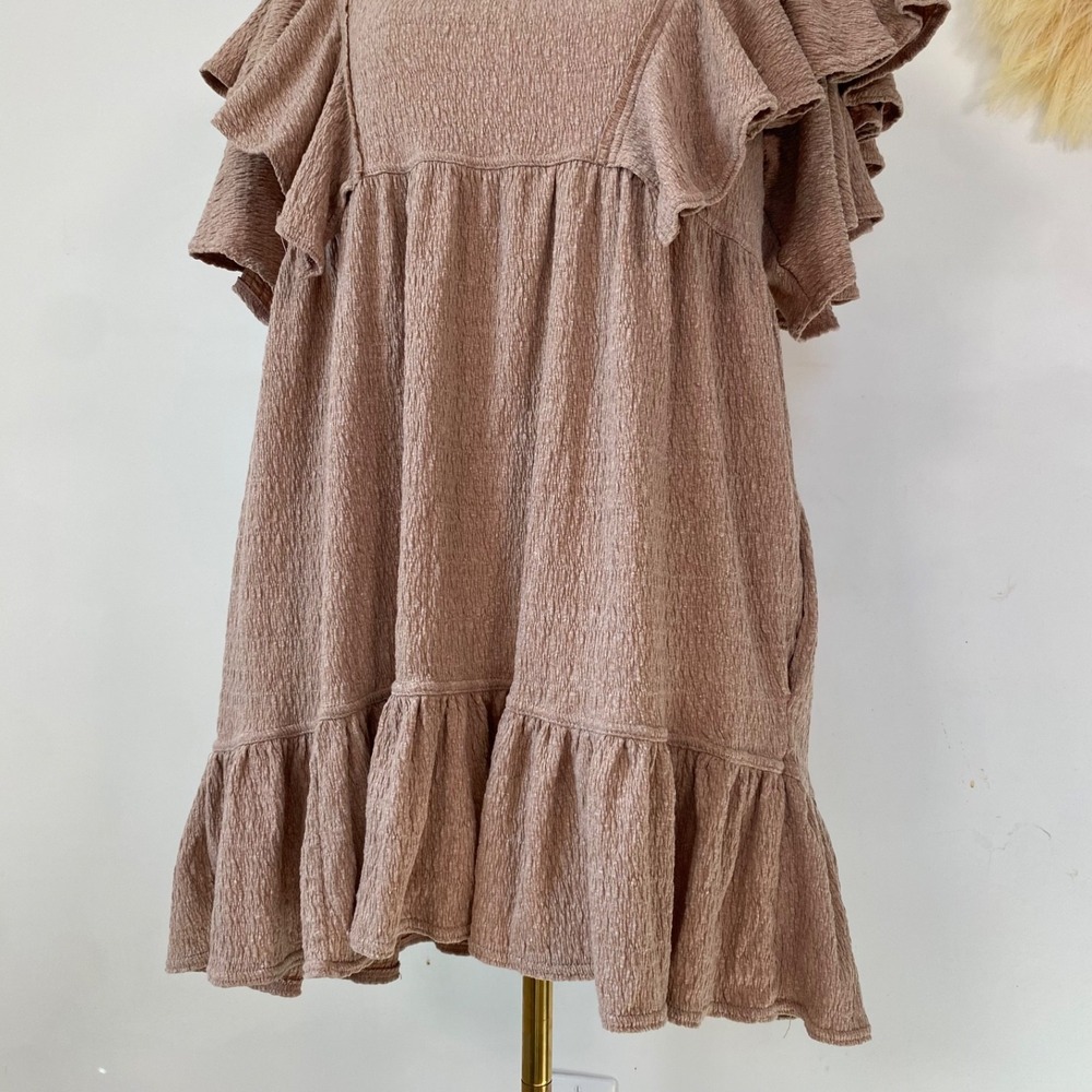 Free People Beach Womens Delia Ruffle Mini Dress Size M Boho Country Cowgirl - Picture 4 of 13